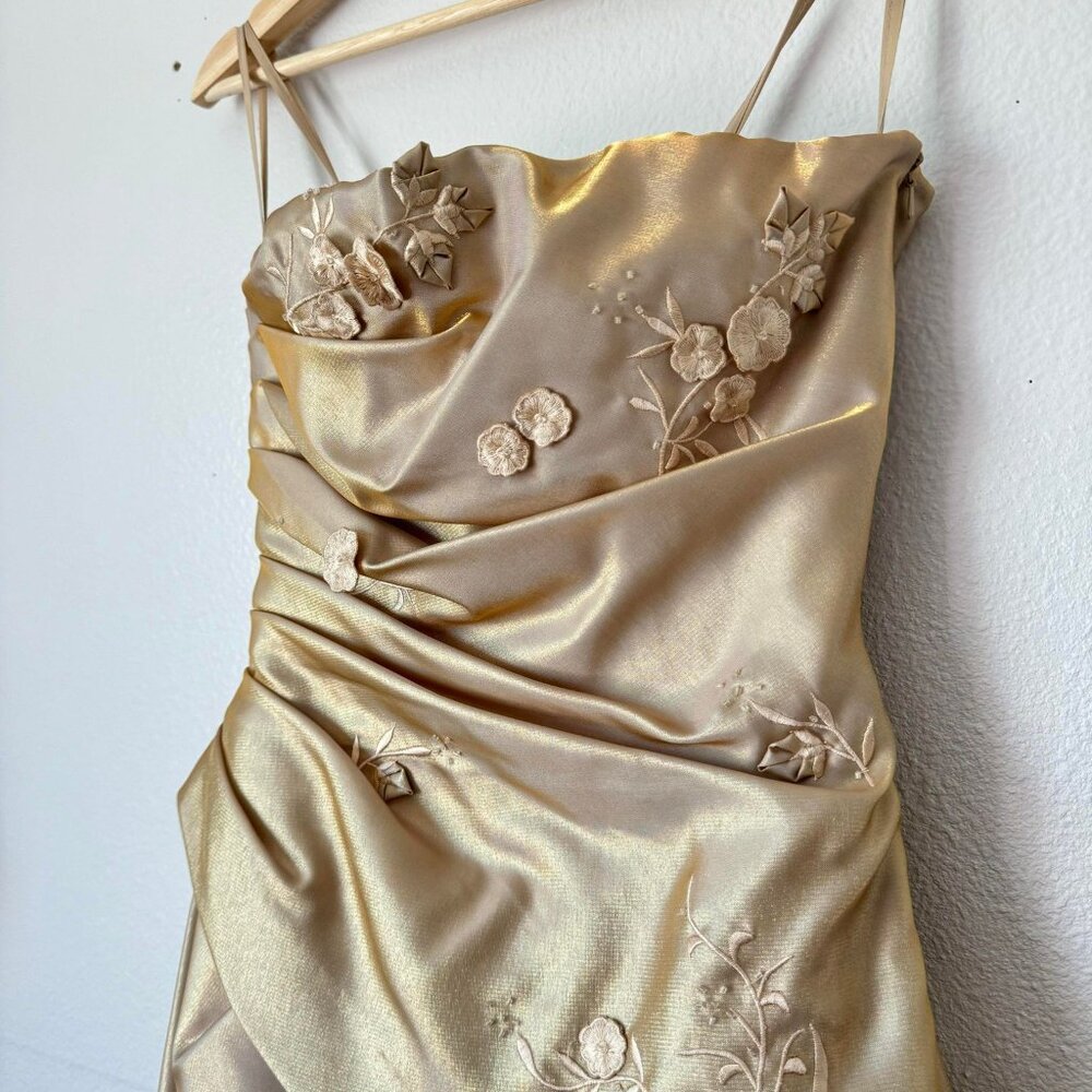 90's/Y2k Cache Xs/S Strapless Iridescent Beaded F… - image 8